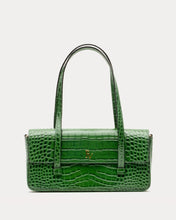 Load image into Gallery viewer, Slim Tote Croc Embossed Leather Green
