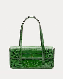 Slim Tote Croc Embossed Leather Green