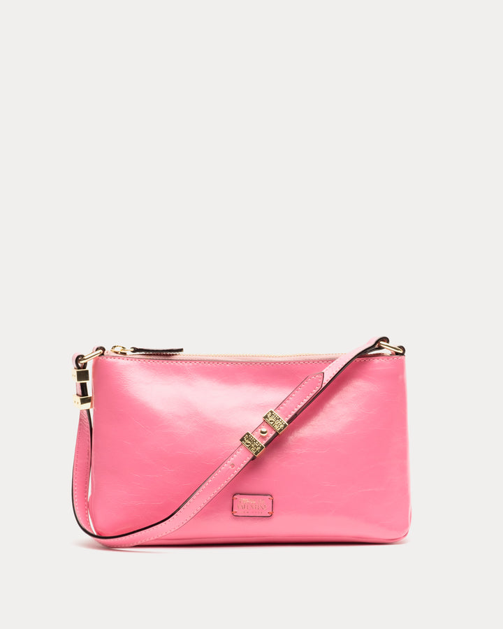 Freddie Soft Pouch Crinkled Leather Bag Pink