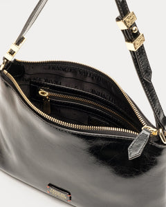 Freddie Soft Pouch Crinkled Leather Bag Black