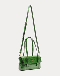 Slim Tote Croc Embossed Leather Green