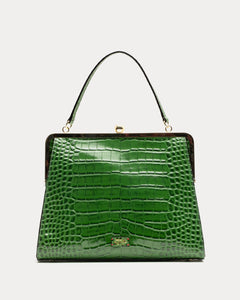 Jackie Frame Bag Croc Embossed Leather Green