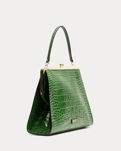 Jackie Frame Bag Croc Embossed Leather Green