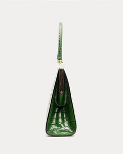 Jackie Frame Bag Croc Embossed Leather Green