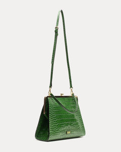 Jackie Frame Bag Croc Embossed Leather Green