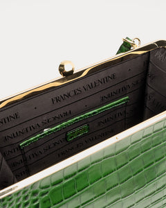 Jackie Frame Bag Croc Embossed Leather Green