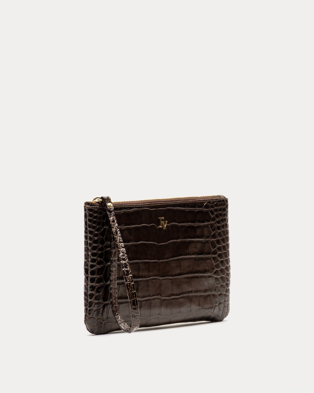 Embossed Croc Leather Wristlet