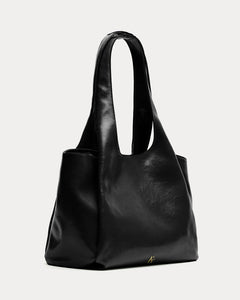 Portia Satchel Crinkled Leather Black