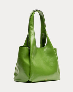 Portia Satchel Crinkled Leather Green