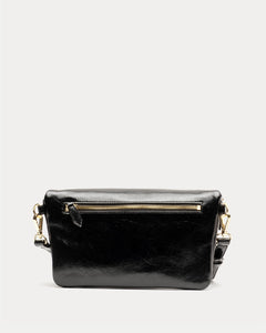 Billie Sling Crossbody Crinkled Leather Bag Black