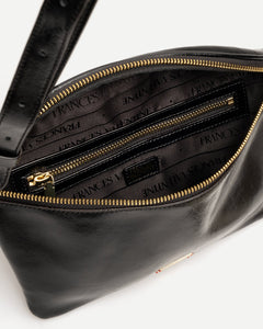 Billie Sling Crossbody Crinkled Leather Bag Black