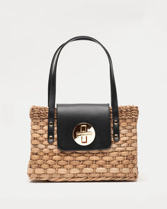 Loren Flap Basket Woven Straw Handbag