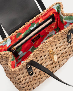 Loren Flap Basket Woven Straw Handbag