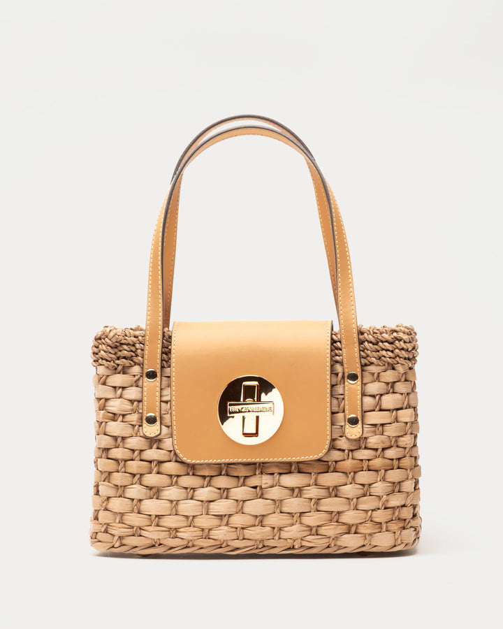 Loren Flap Basket Woven Straw Handbag