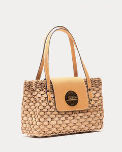 Loren Flap Basket Woven Straw Handbag