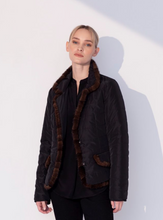 Load image into Gallery viewer, Notch Collar Quilted Jacket w/Mink Trim
