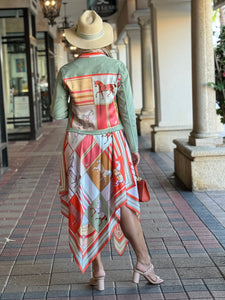 Sage & Coral Horse Silk Scarf Dress