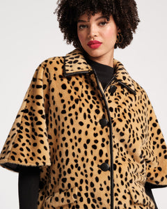 Nico Poncho Faux Fur Cheetah Print