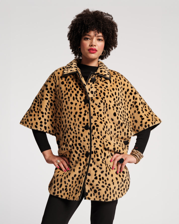 Nico Poncho Faux Fur Cheetah Print