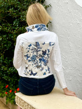 Load image into Gallery viewer, Adore Blue Butterflies White Denim Jacket
