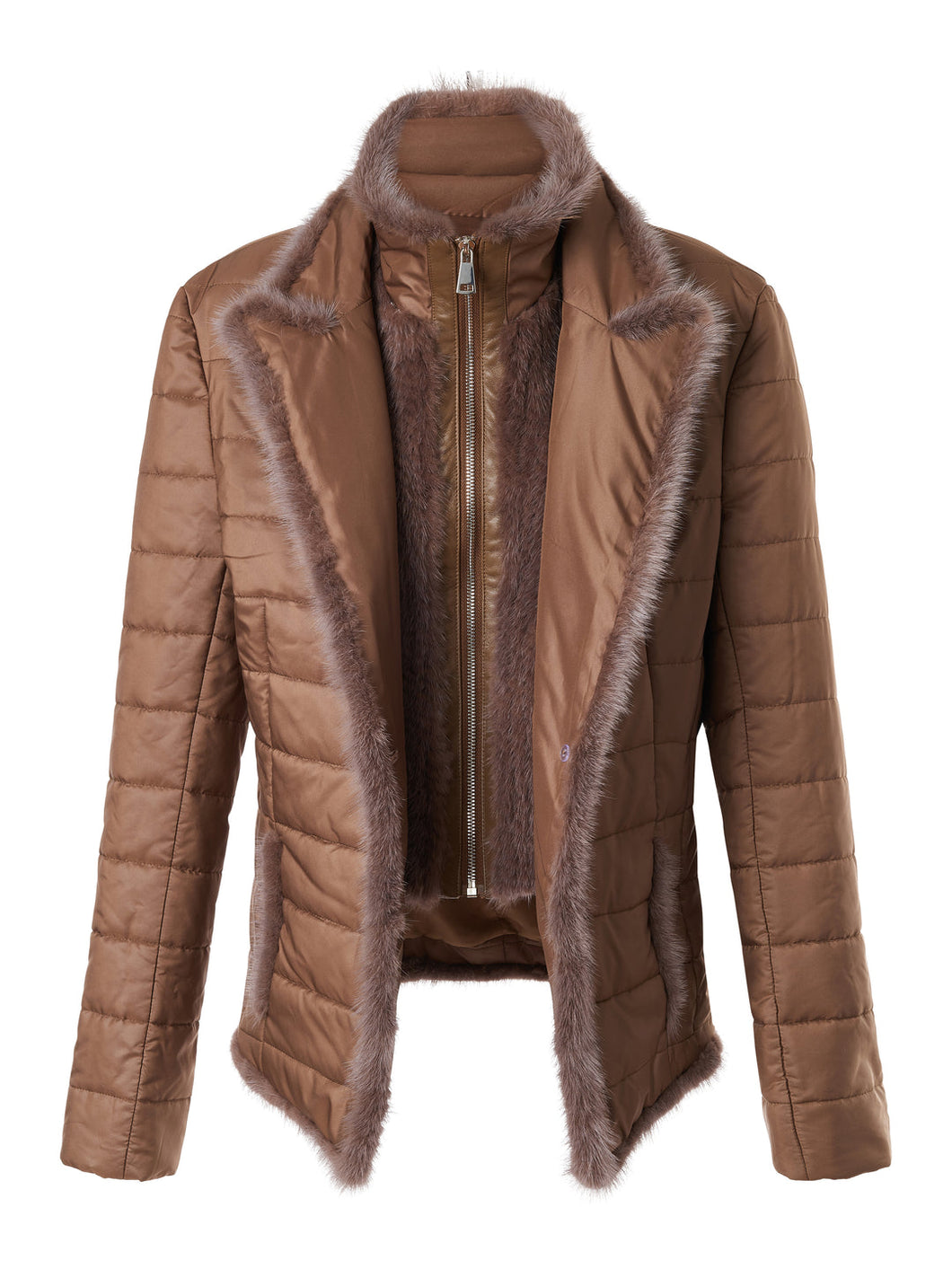 Quilted Jacket with Mink Fur Trim