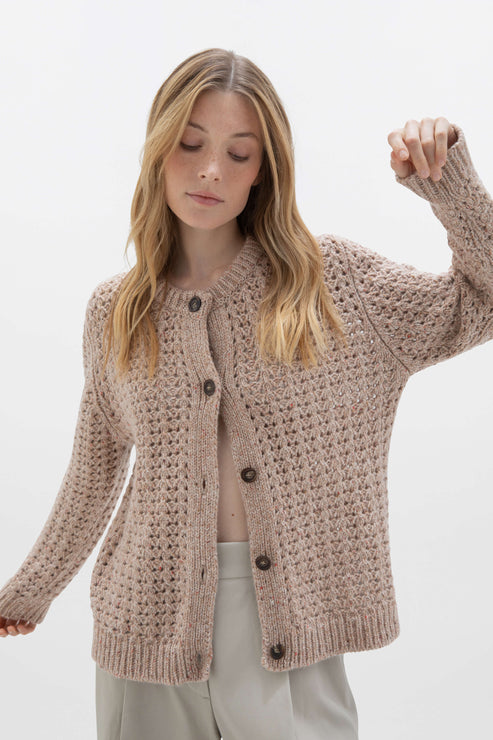 Crochet Stitch Cashmere Knitted Cardigan