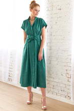 Load image into Gallery viewer, Long Rocky Emerald Tie-Front Dress
