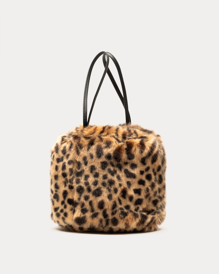 Pouf Bag Cheetah Print Faux Fur