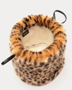 Pouf Bag Cheetah Print Faux Fur