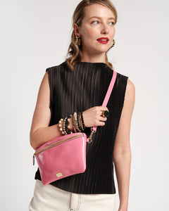 Billie Sling Crossbody Crinkled Leather Bag Pink