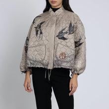 Load image into Gallery viewer, The Lunar Leopard Silk Reversible Bomber Jacket
