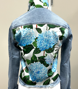 Blue Hydrangeas Blue Denim Jacket