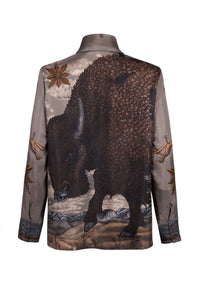 Secrets of the Bison Tie-Neck Silk Blouse