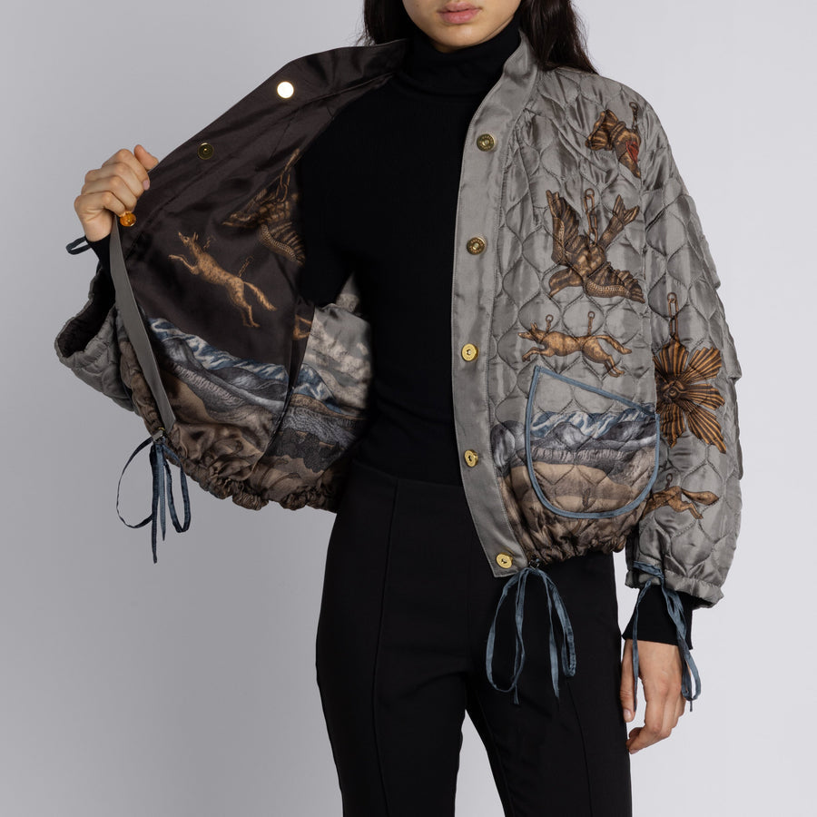 Secrets of the Bison Silk Reversible Bomber Jacket