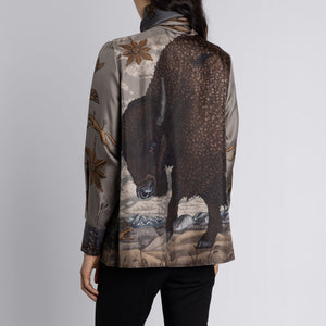 Secrets of the Bison Tie-Neck Silk Blouse
