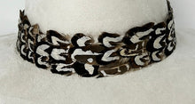 Load image into Gallery viewer, Cream Suede Hat with Brown/Cream Feather
