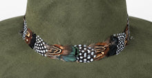 Load image into Gallery viewer, Olive Suede Hat with Multi Mallard Feather
