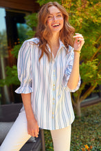 Load image into Gallery viewer, Sirena Short Puff Sleeve Pinstripe Top
