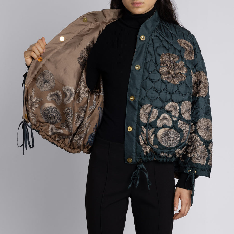 The Scrimshaw Skeleton Silk Reversible Bomber Jacket