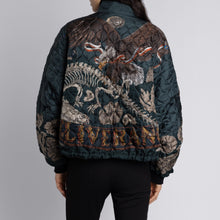 Load image into Gallery viewer, The Scrimshaw Skeleton Silk Reversible Bomber Jacket
