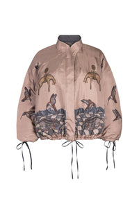 The Wolf You Feed Silk Reversible Bomber Jacket