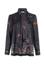 Load image into Gallery viewer, The Wolf You Feed Tie-Neck Silk Blouse

