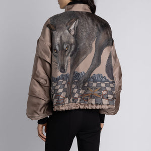 The Wolf You Feed Silk Reversible Bomber Jacket