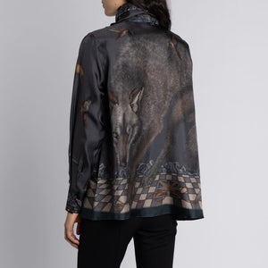The Wolf You Feed Tie-Neck Silk Blouse