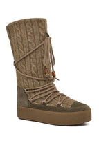 Load image into Gallery viewer, Vermont Suede Woolen Knit Winter Boot Khaki
