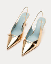 Load image into Gallery viewer, Vivian Pearl Pump Mirror Leather Gold
