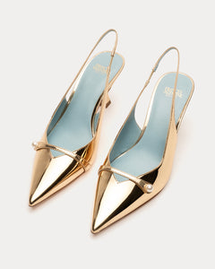 Vivian Pearl Pump Mirror Leather Gold