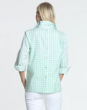 Load image into Gallery viewer, Aileen 3/4 Sleeve Stripe/Gingham Button-Back Blouse
