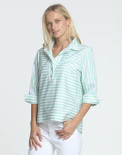 Load image into Gallery viewer, Aileen 3/4 Sleeve Stripe/Gingham Button-Back Blouse
