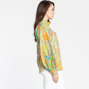 Billie Long Sleeve Luxe Linen Paisley Top